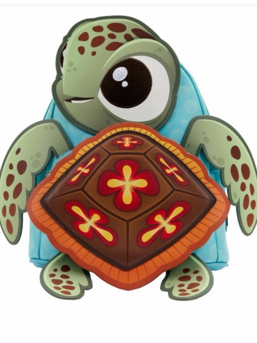 Loungefly Green & Turquoise Sea Turtle Plush Accent with Brown/Orange Shell NWT
